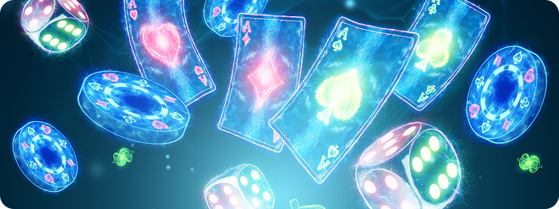 Gaming elements with dice and cards